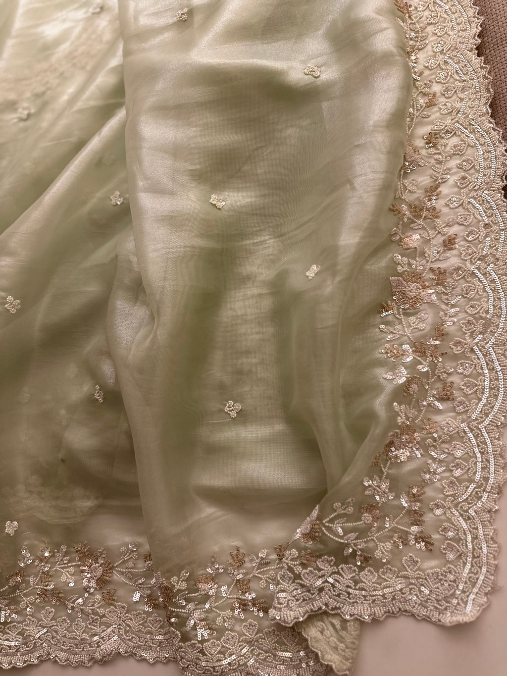 Pistachio Tissue Saree