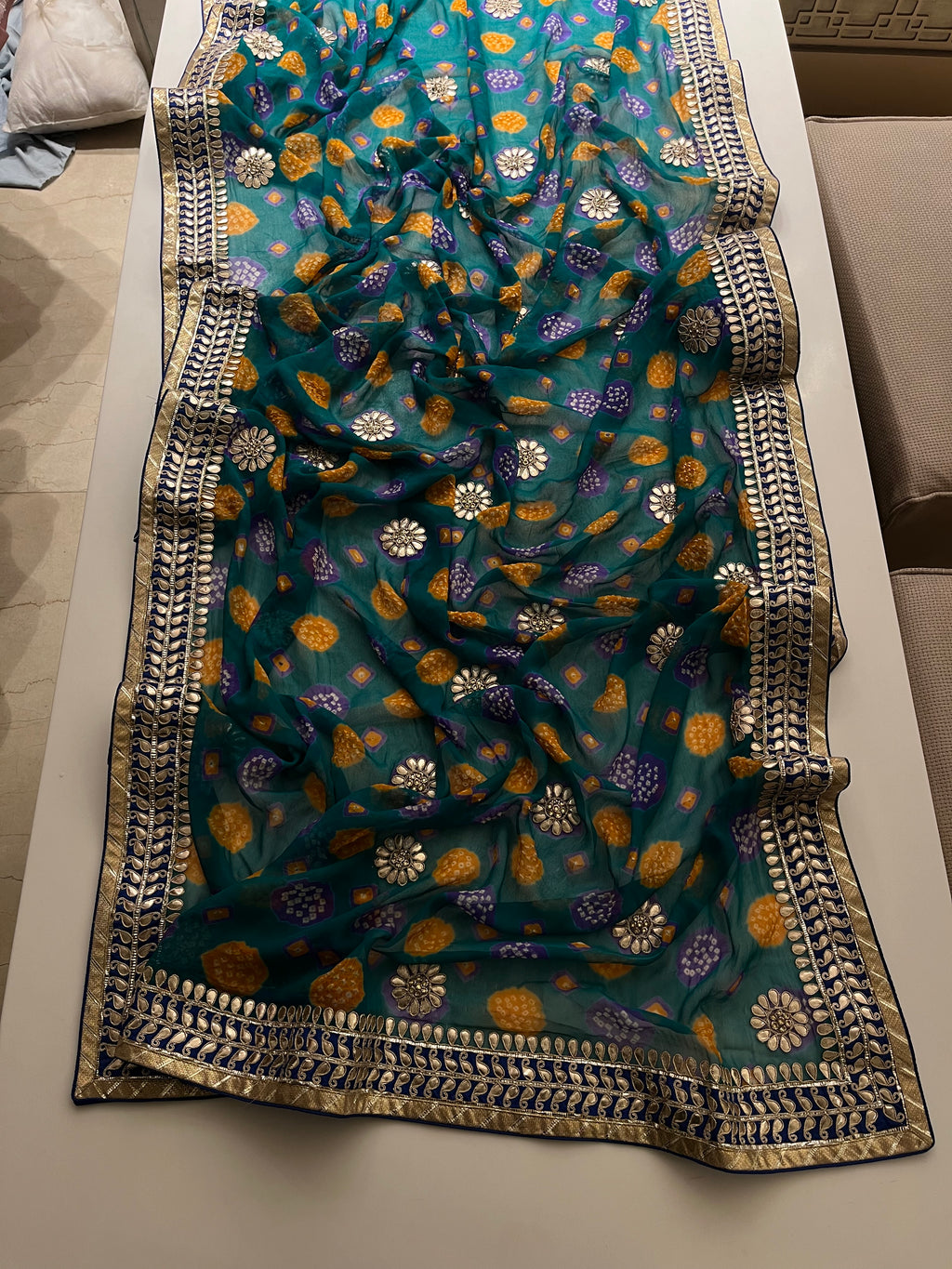 Teal Green Georgette Saree