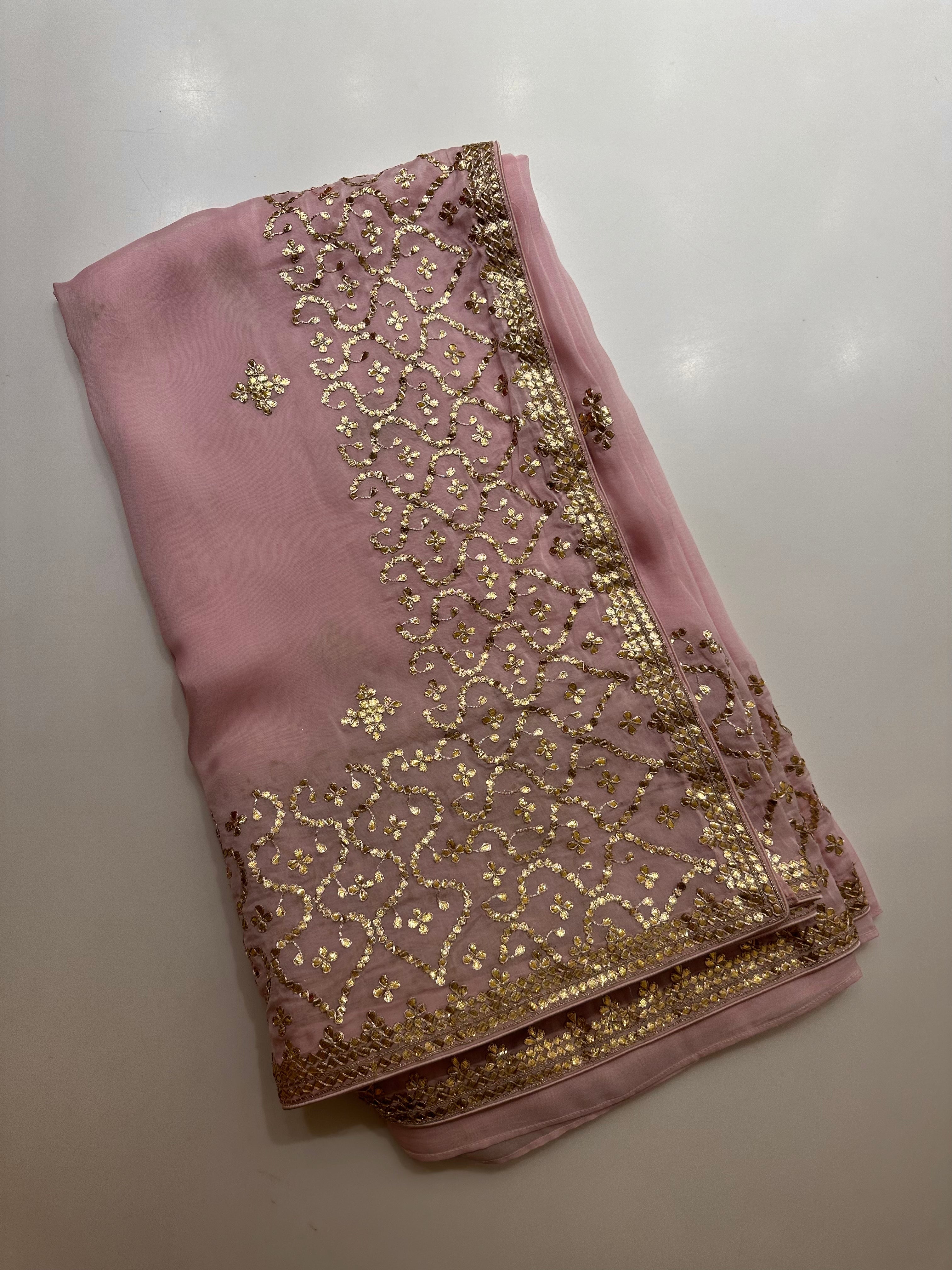 Zero size, Gotapatti fine handwork saree