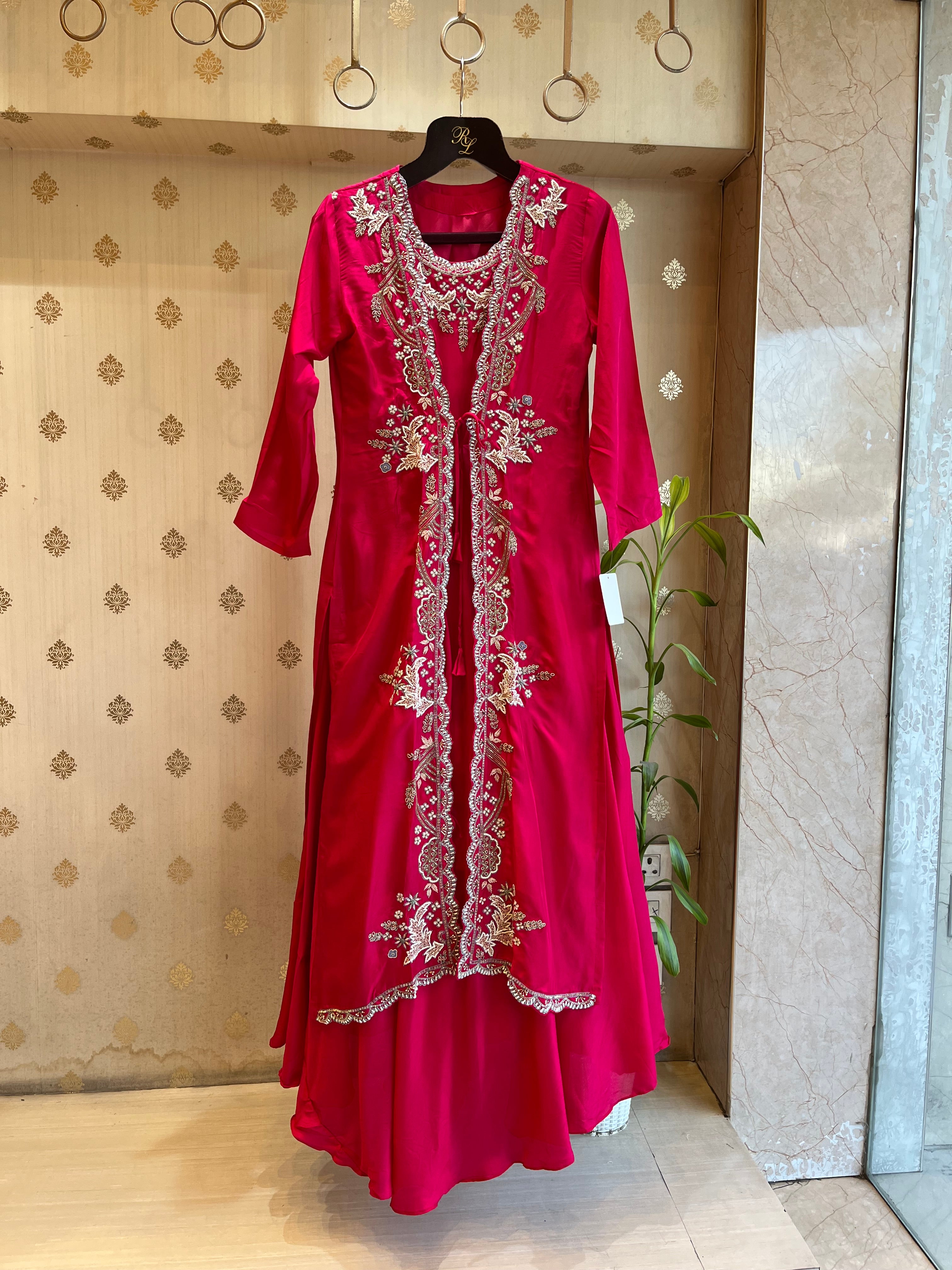 magenta 2-piece Indo-Western