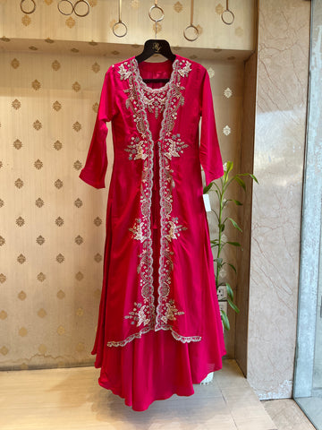 magenta 2-piece Indo-Western