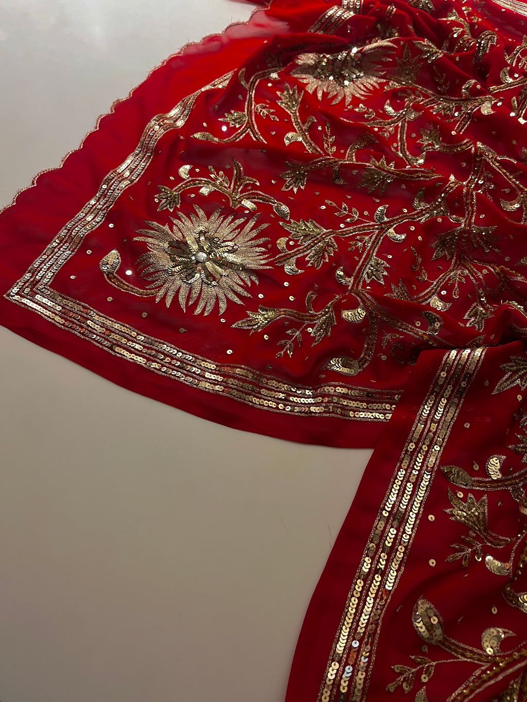 Bridal Red Sequins Saree