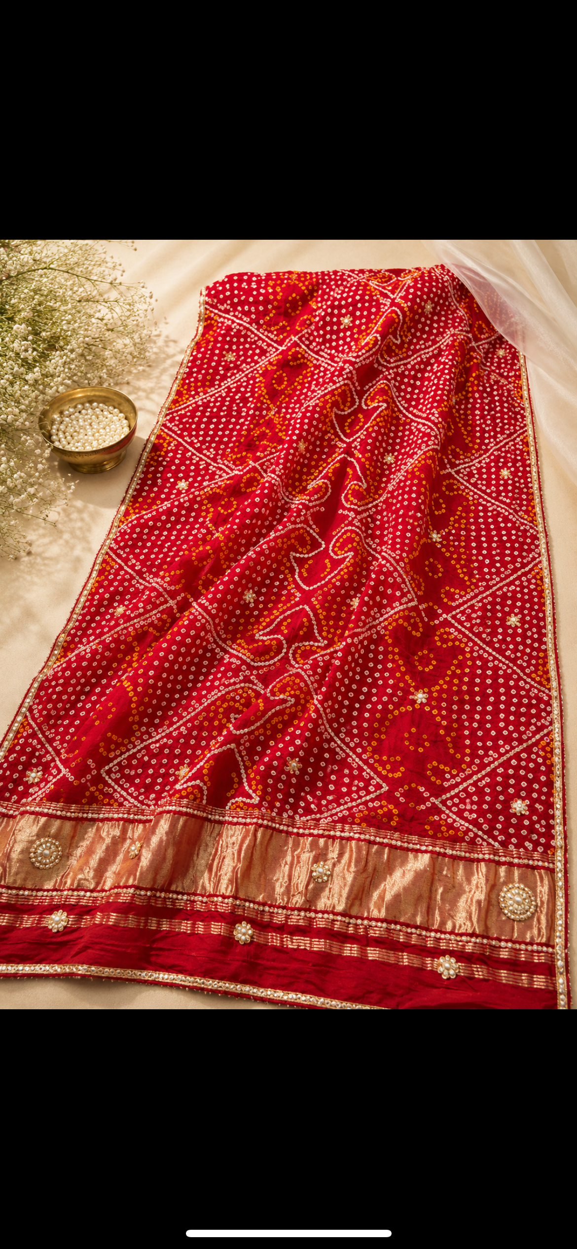Bhandej gajji silk dupattas with handwork