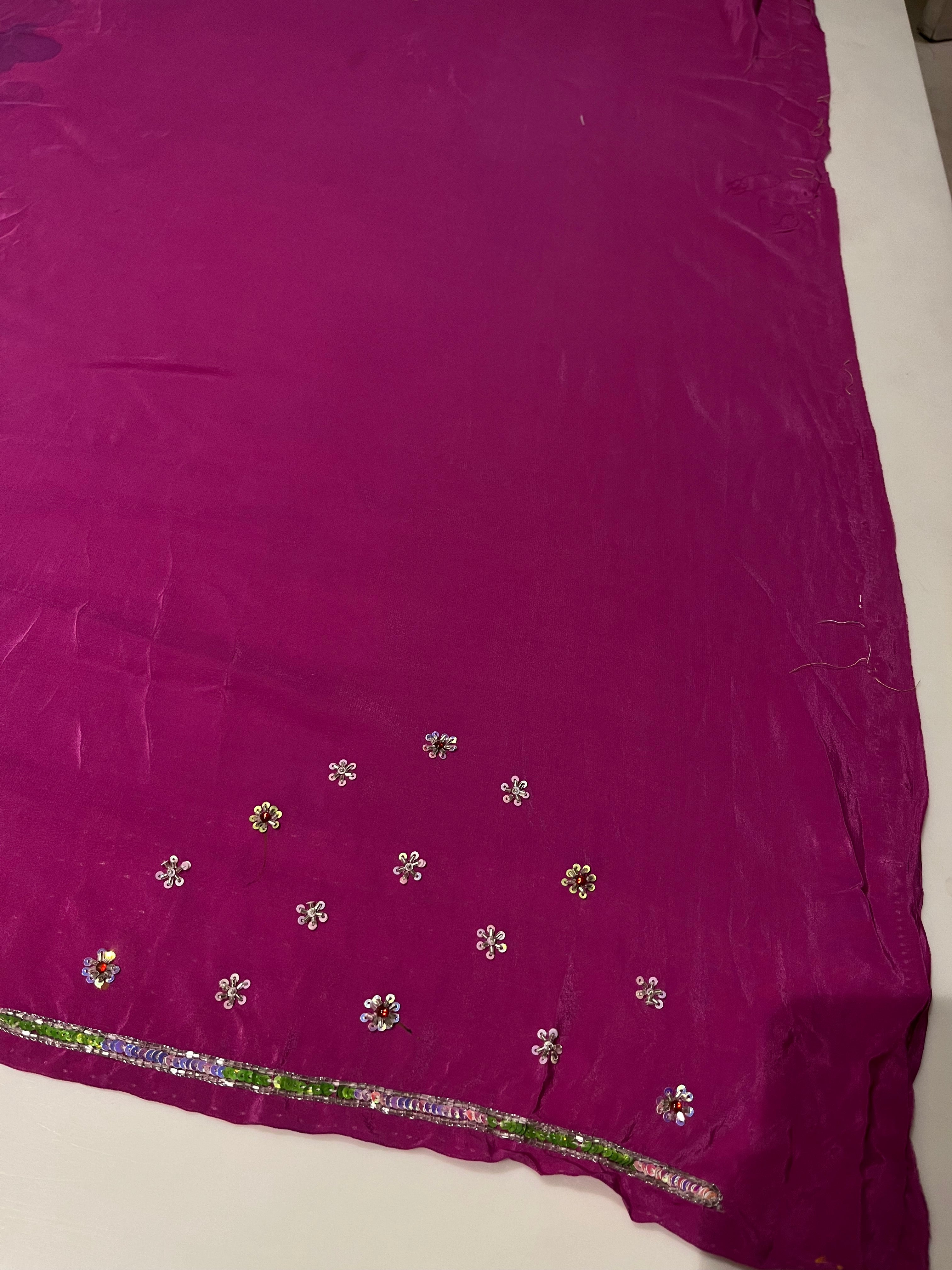 Magenta Unstitched Lehenga Set