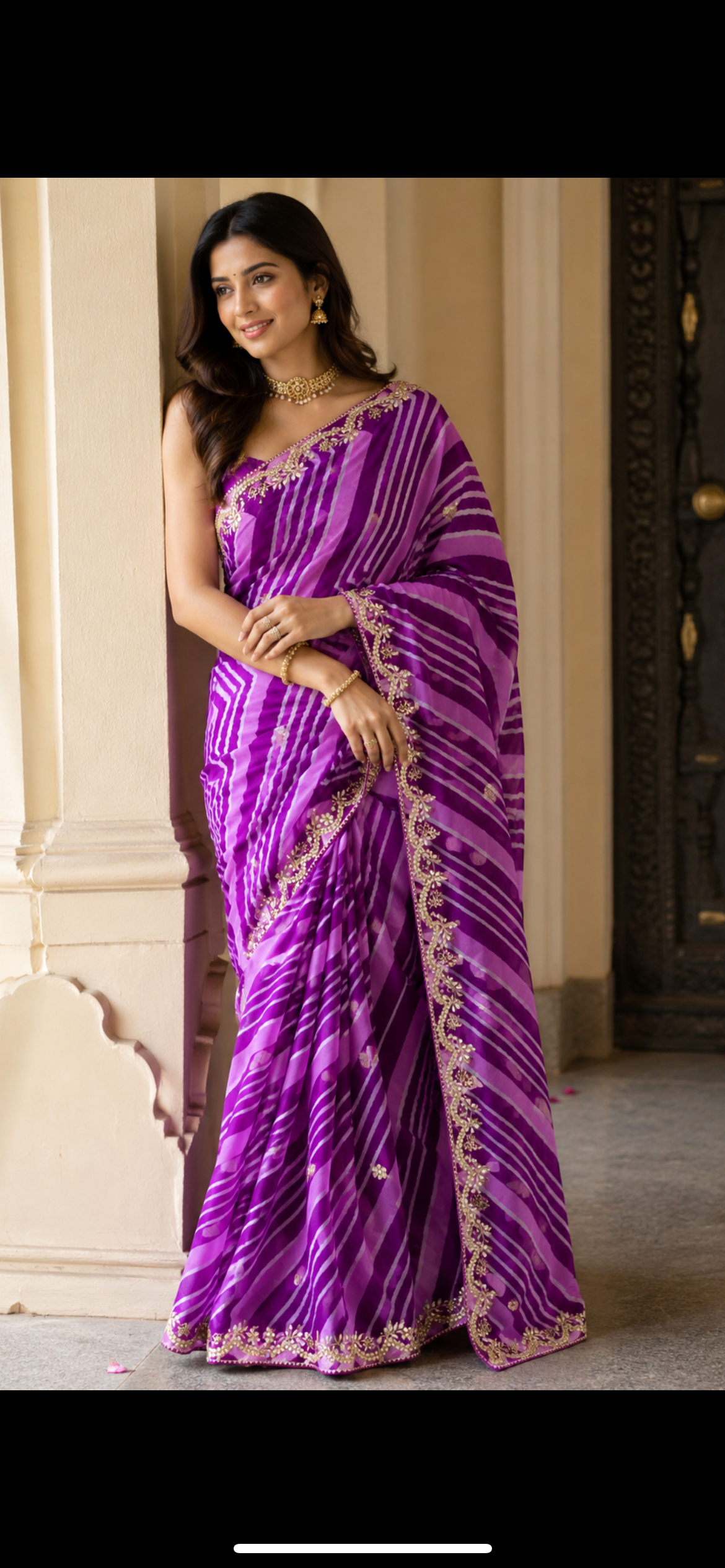 Leheriya saree purple