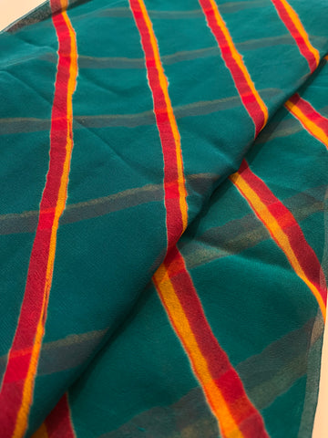 Rama Green pure chiffon leheriya saree