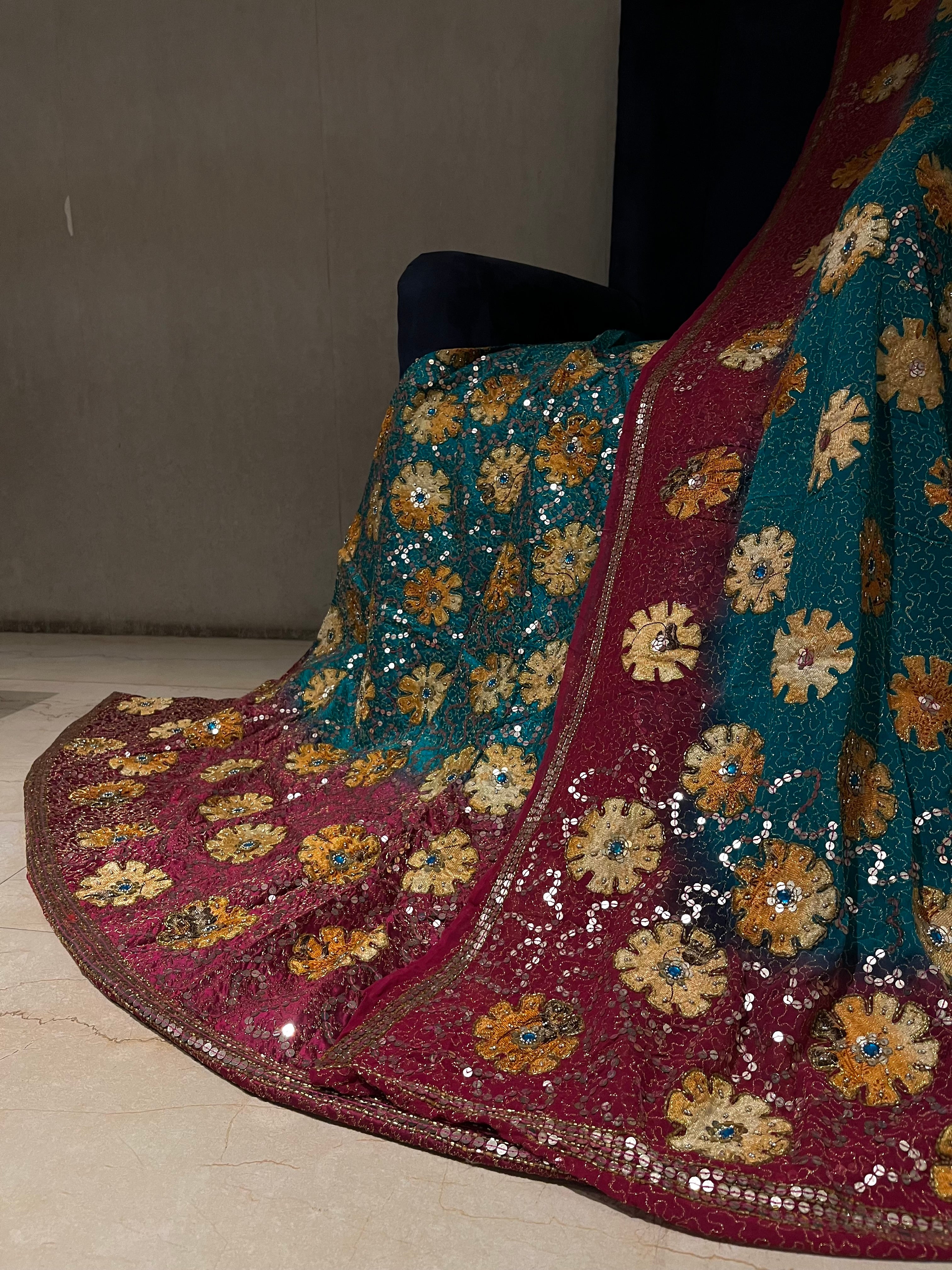 Floral Patch Work Lehenga Set