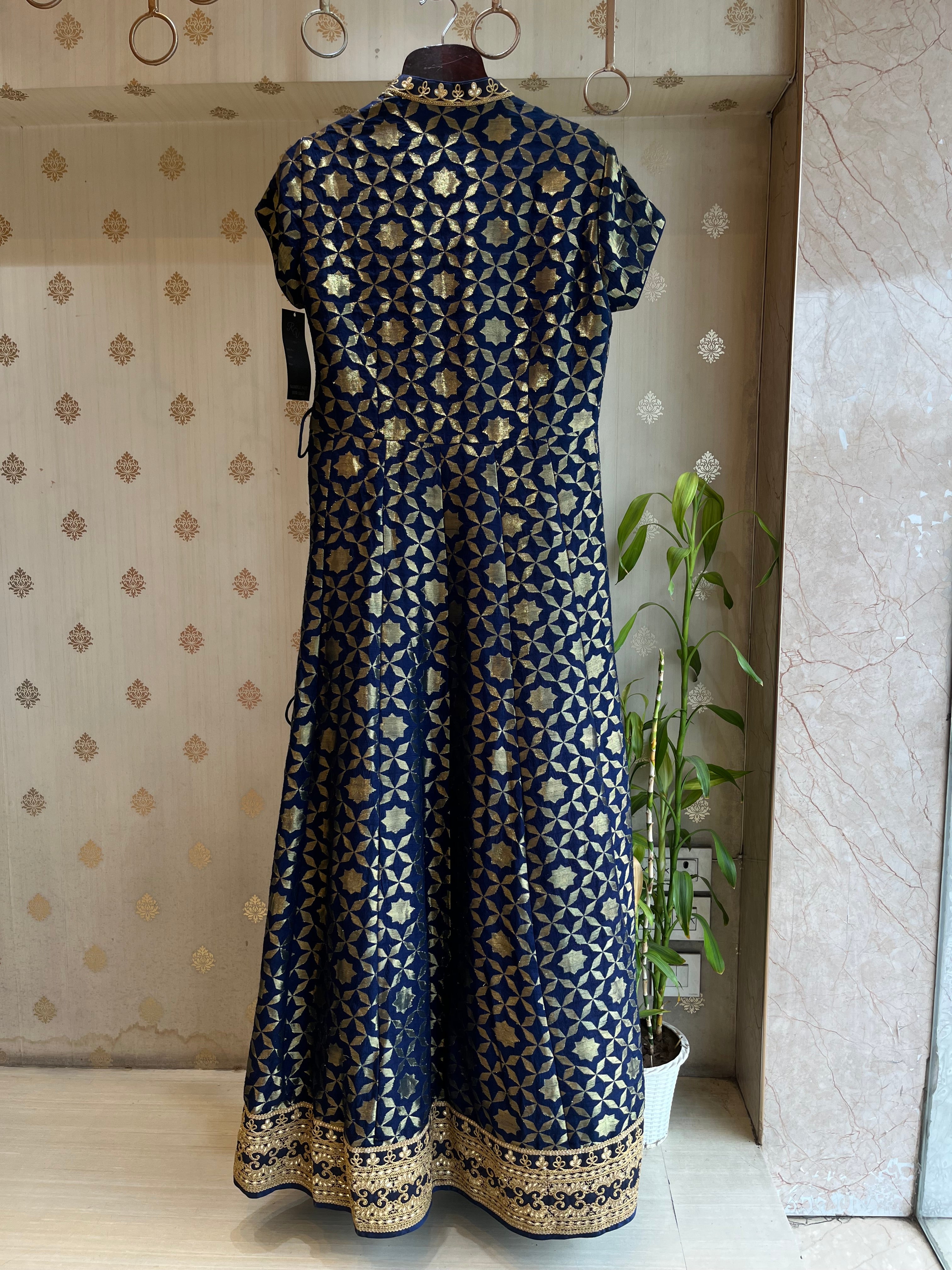 Midnight Blue Banarasi Angrakha