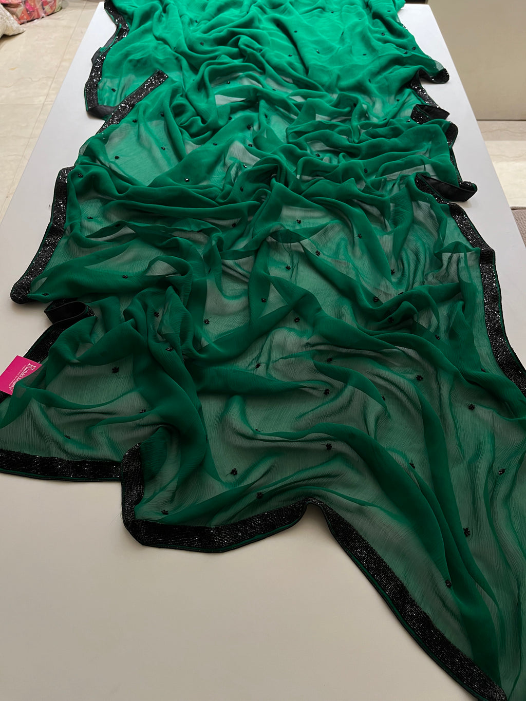 forest green Cocktail saree