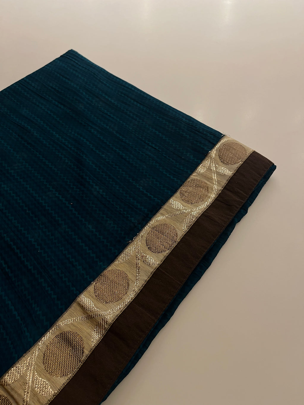 Teal & Brown half half Saree