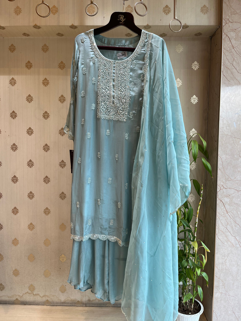 Vintage Blue Plazo Suit Set