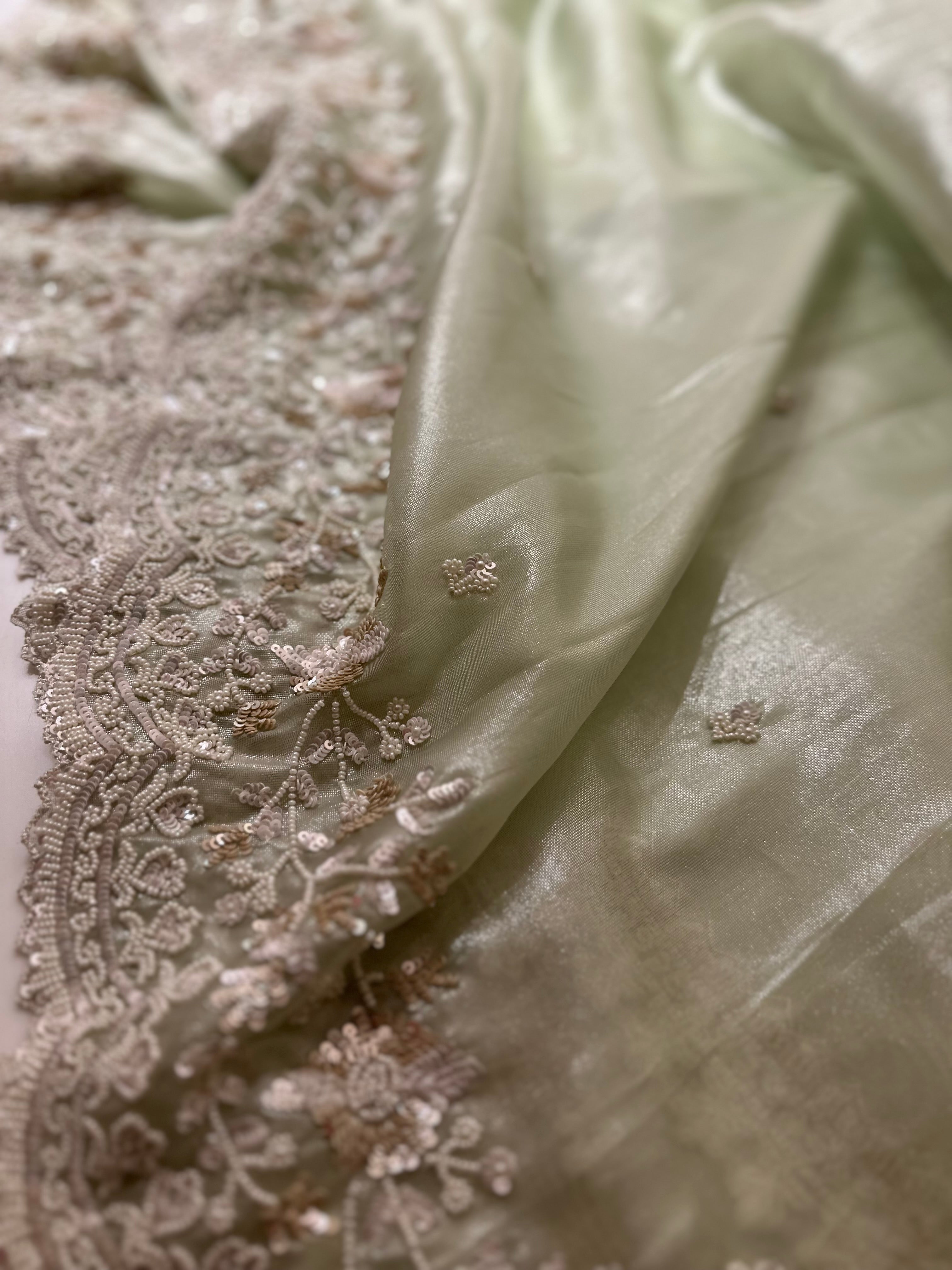 Pistachio Tissue Saree