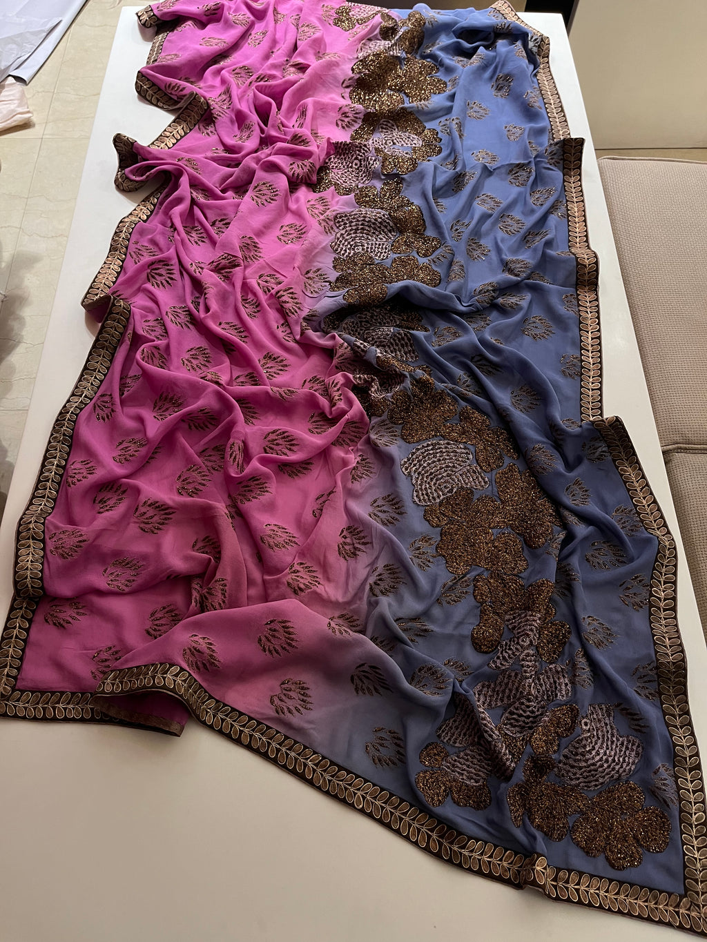 Pink to Purple Ombré Saree