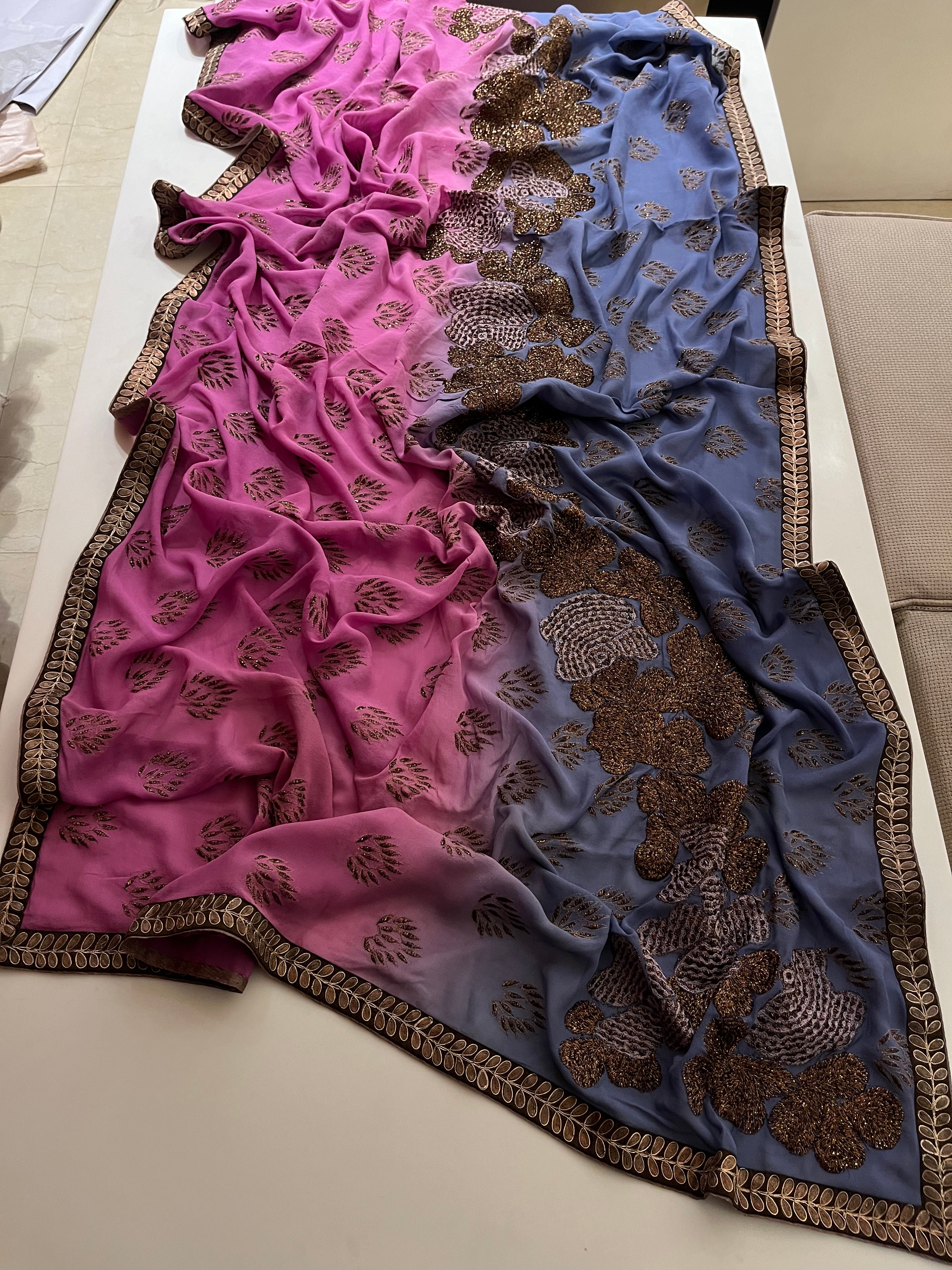 Pink to Purple Ombré Saree