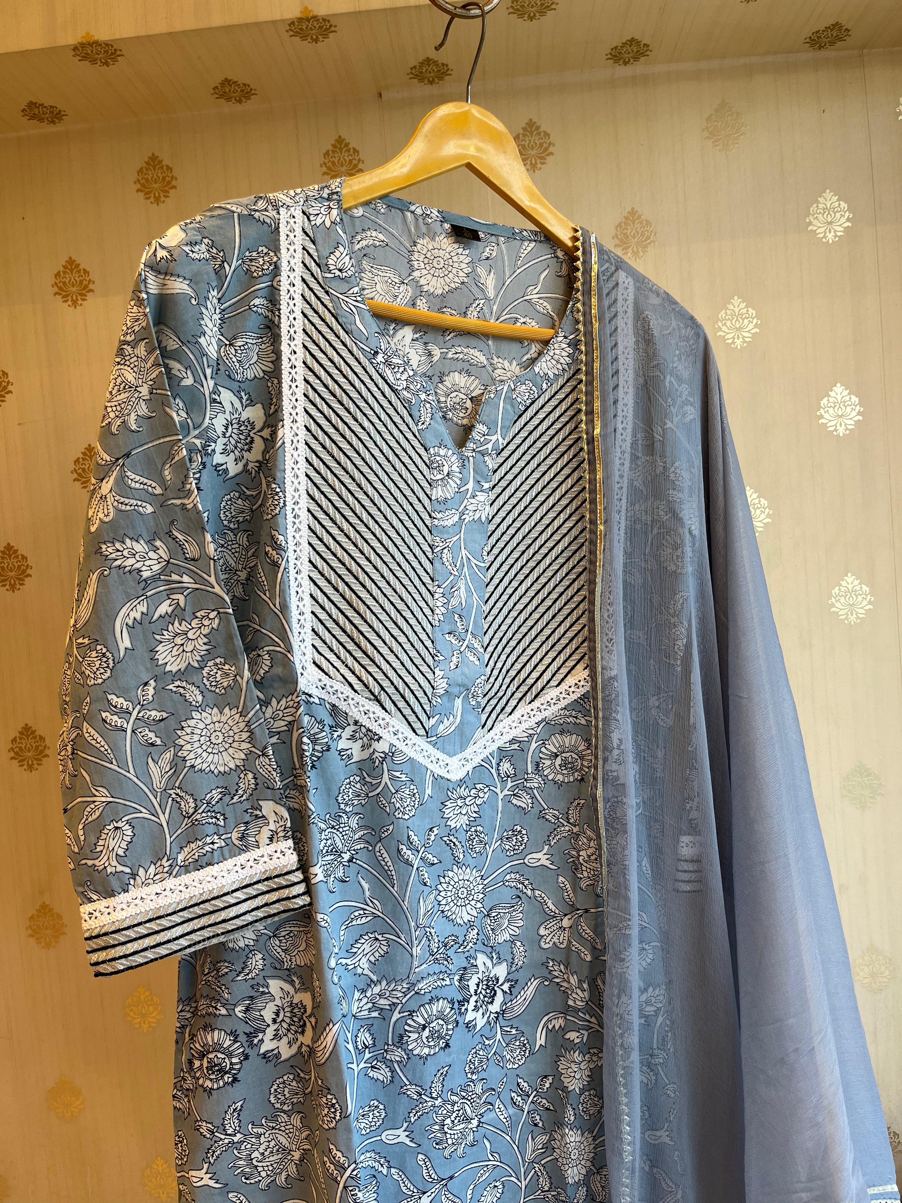 Blue Flora Cotton Set