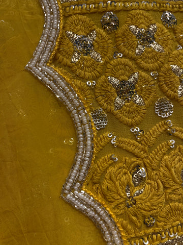 Mustard yellow Lucknowi lehenga set