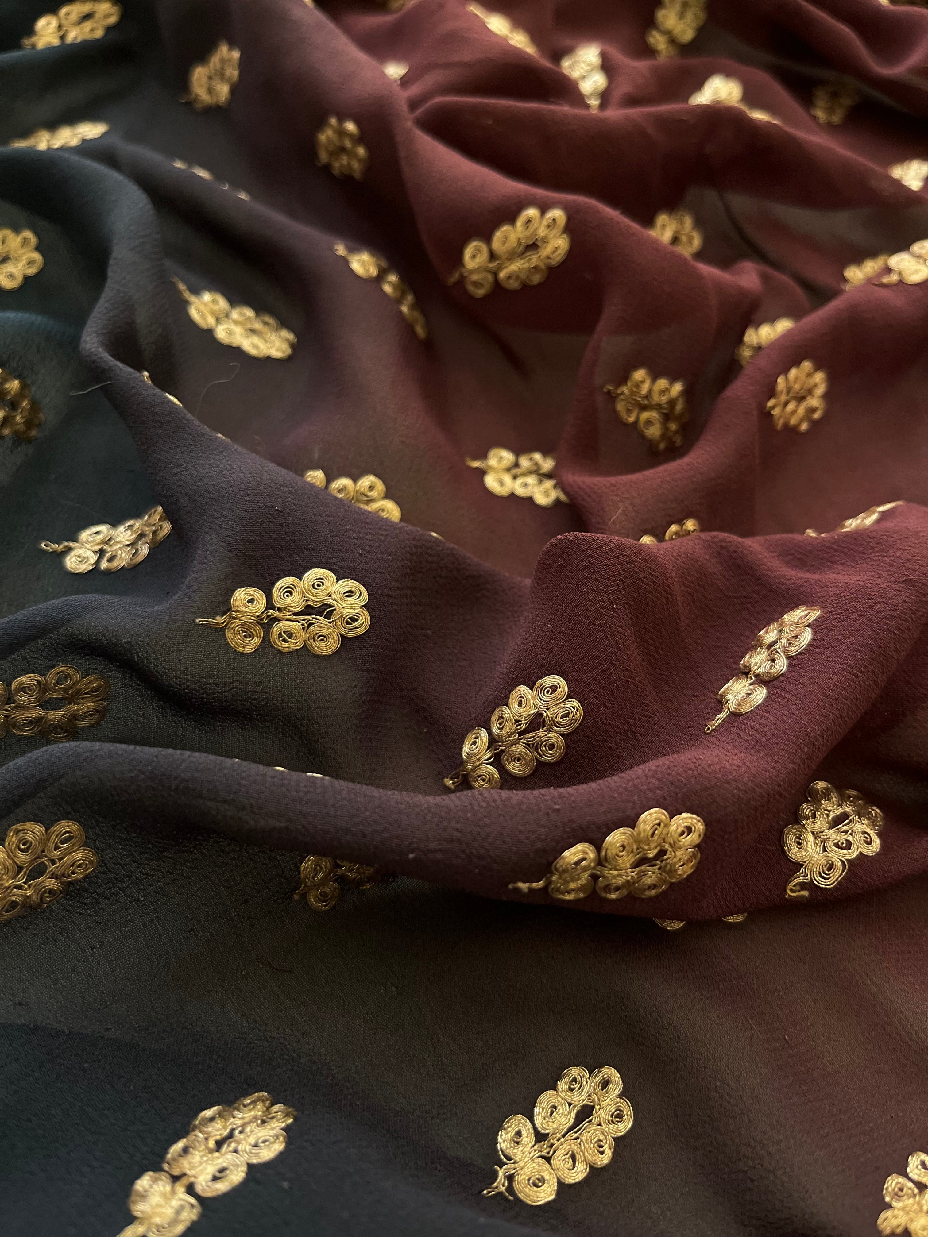 navy&wine heavy saree