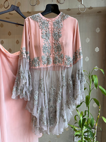 Pastel Peach Indo-western set
