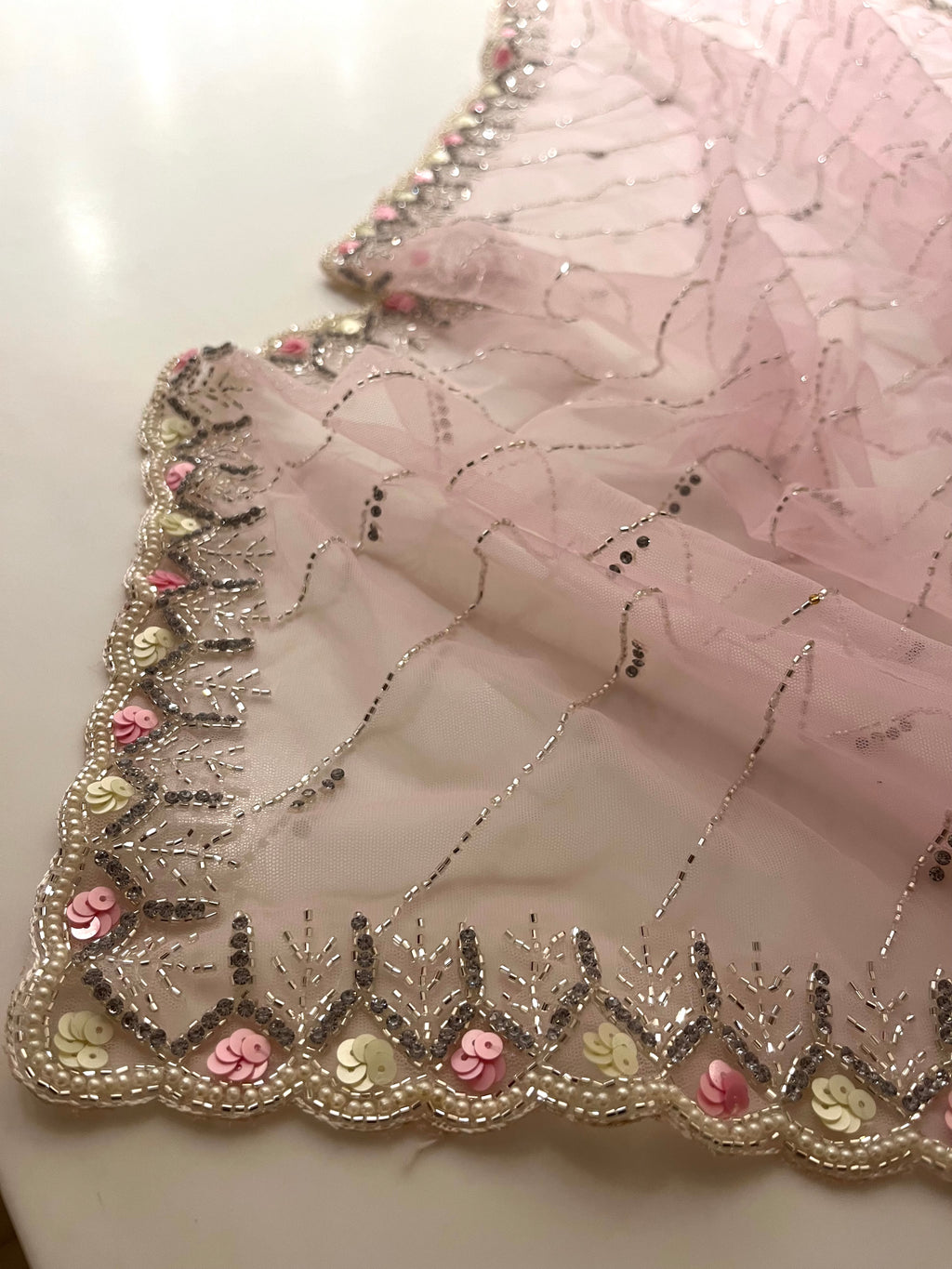 Beautiful Pink Net Saree