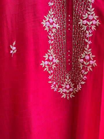 Raani Pink raw silk suit set