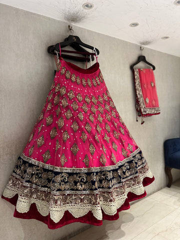 beautiful pink heavy net lehenga set