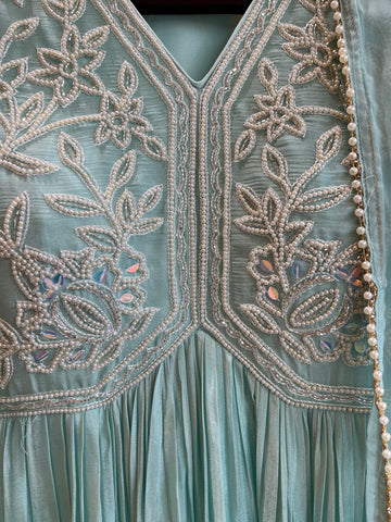 Aqua-Ombré Anarkali Suit