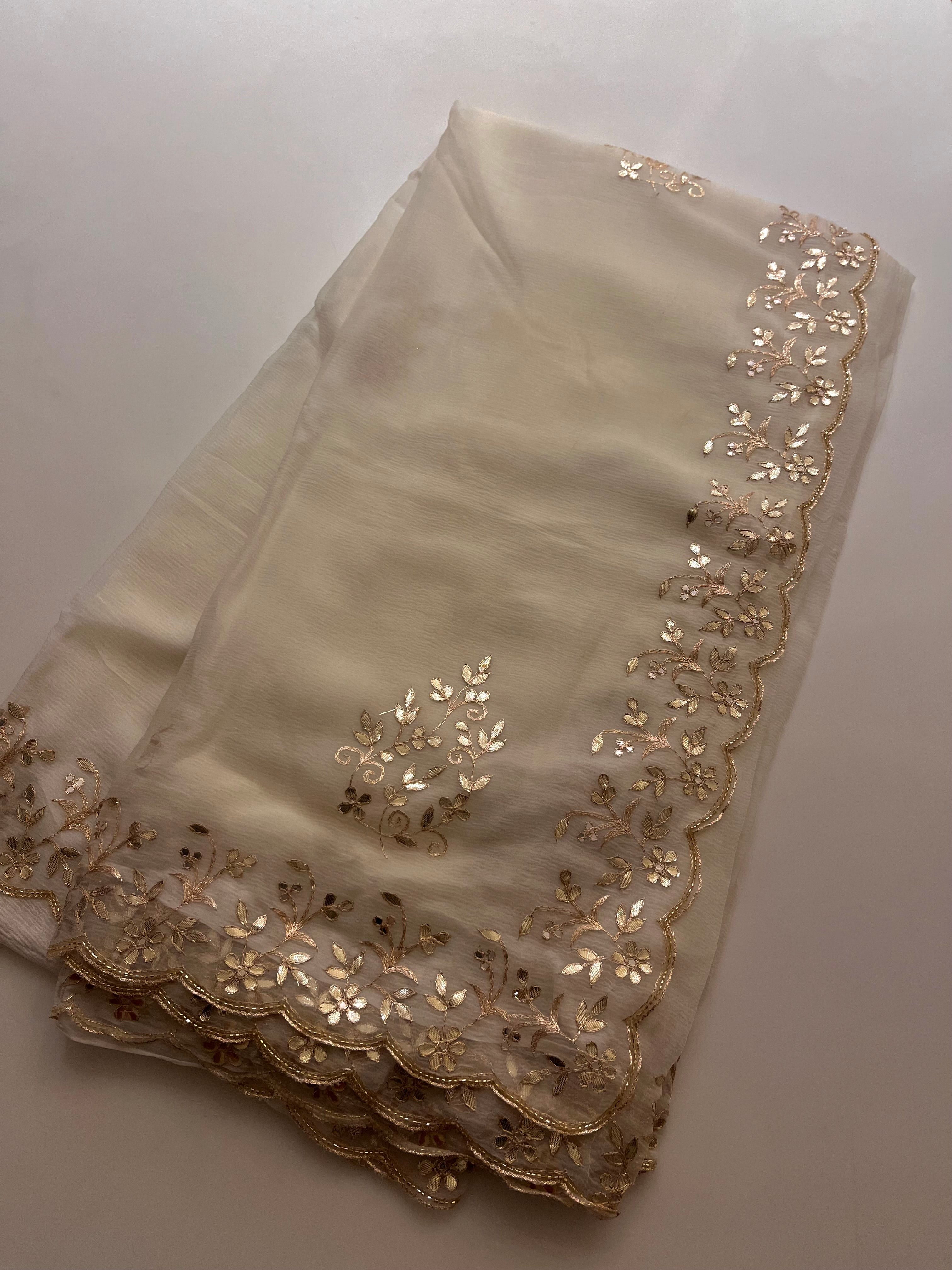 Ivory Traditional Gotta Saree