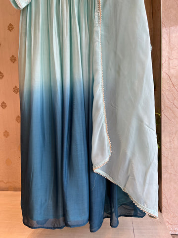 Aqua-Ombré Anarkali Suit