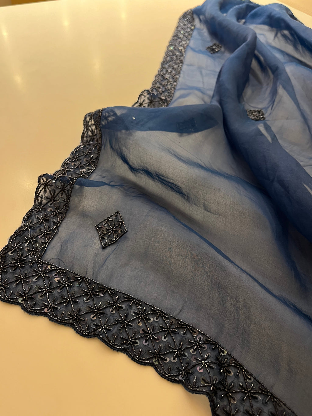 Midnight Blue Organza saree