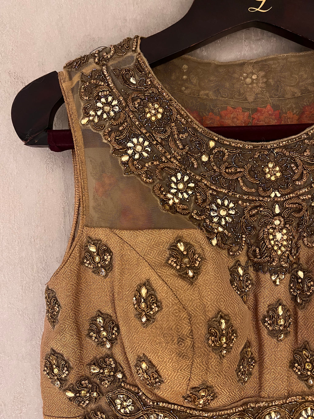 Traditional Orange and golden Indo-western gown