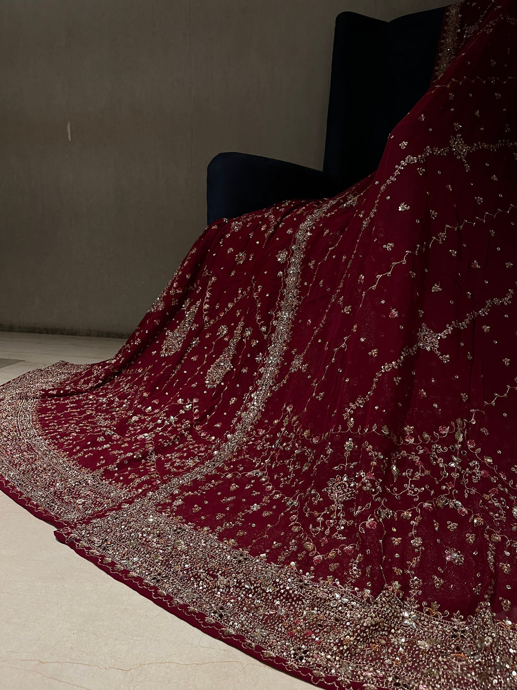 Traditional Deep Red Bridal Lehenga