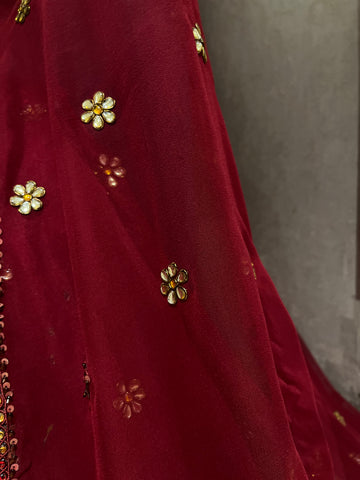 Wine Grace Lehenga Set