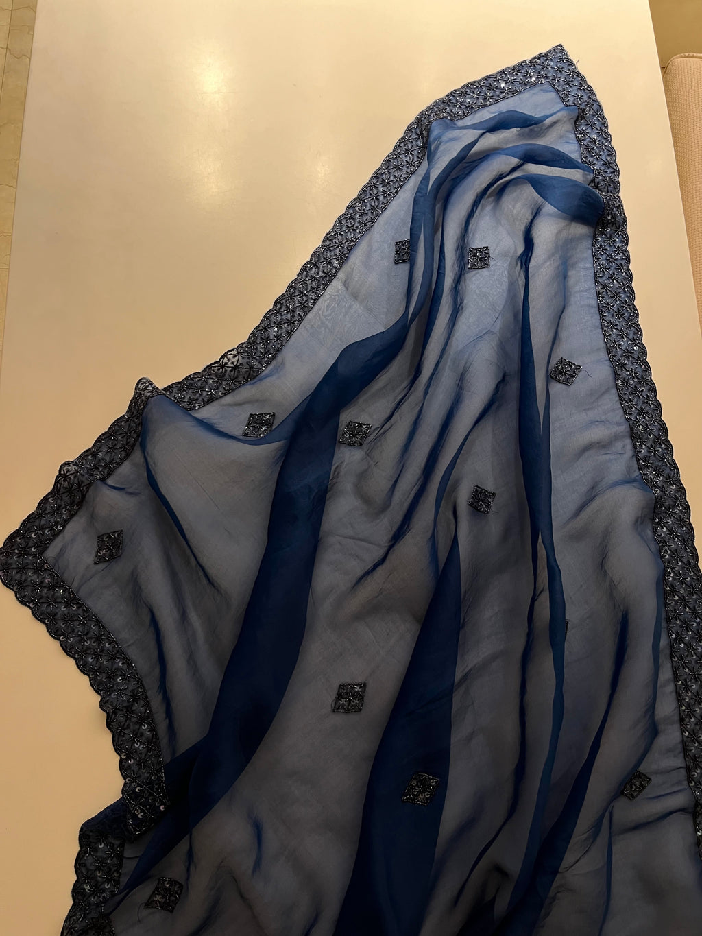 Midnight Blue Organza saree