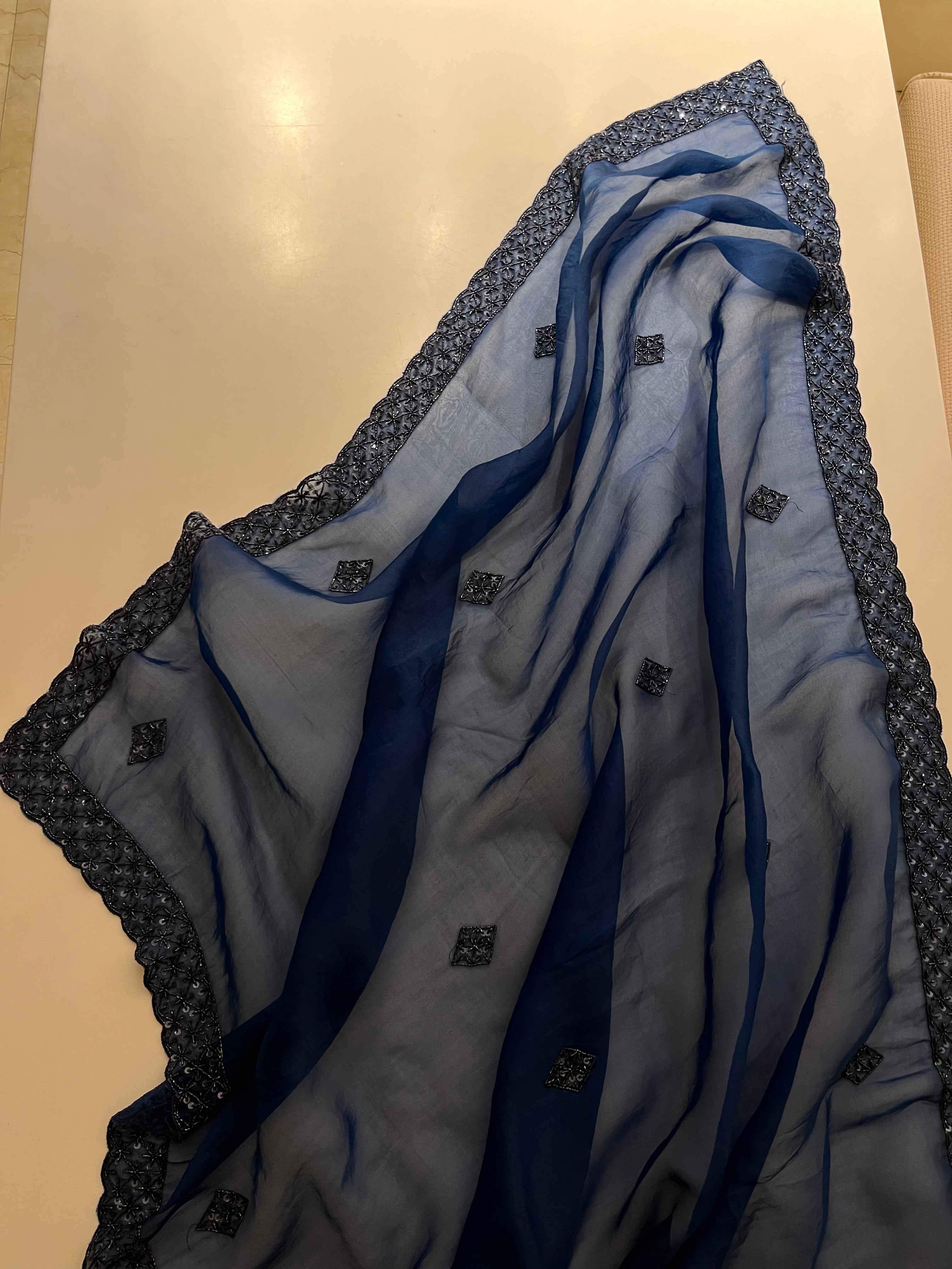Midnight Blue Organza saree