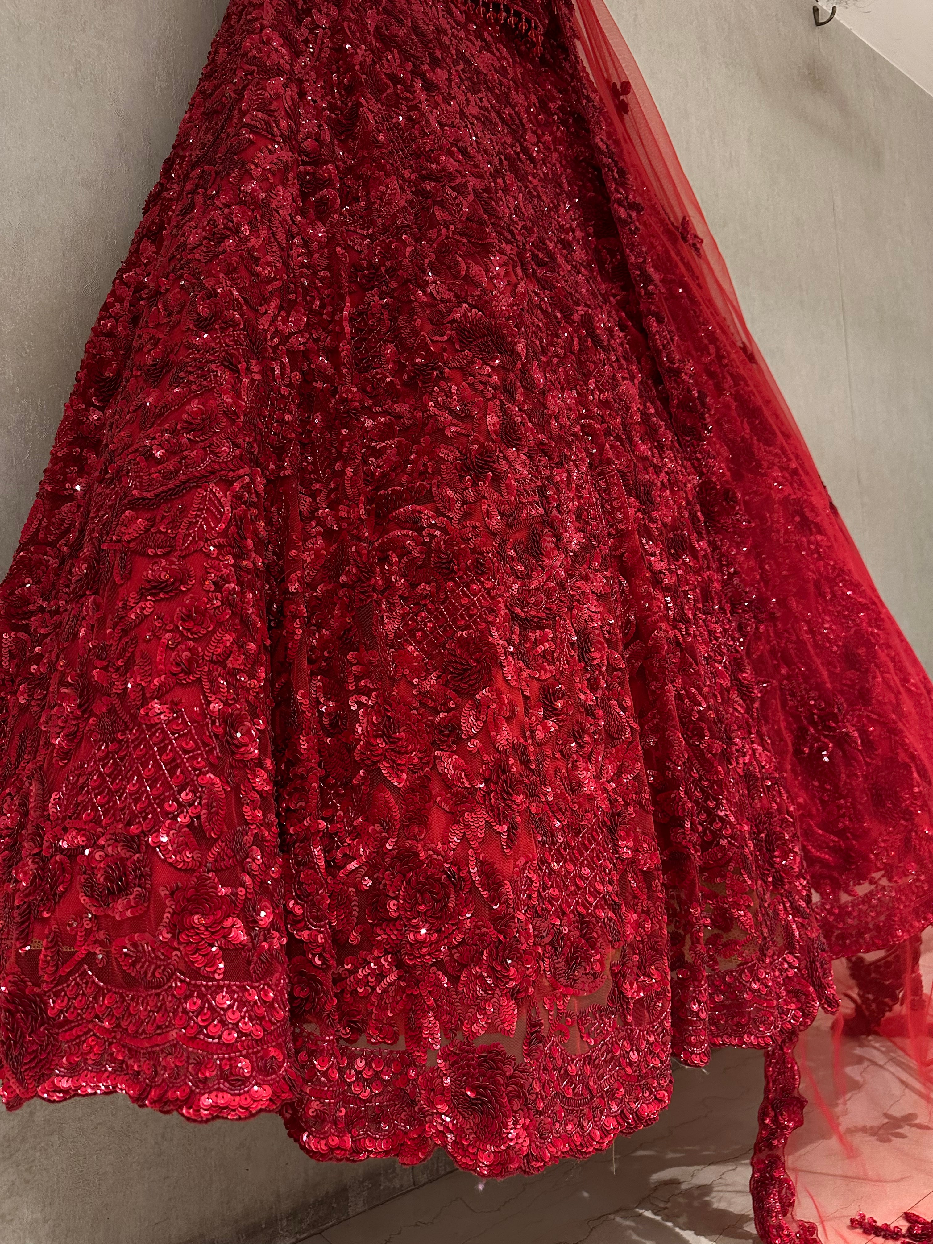 Show Stopper Red Handwork Lehenga