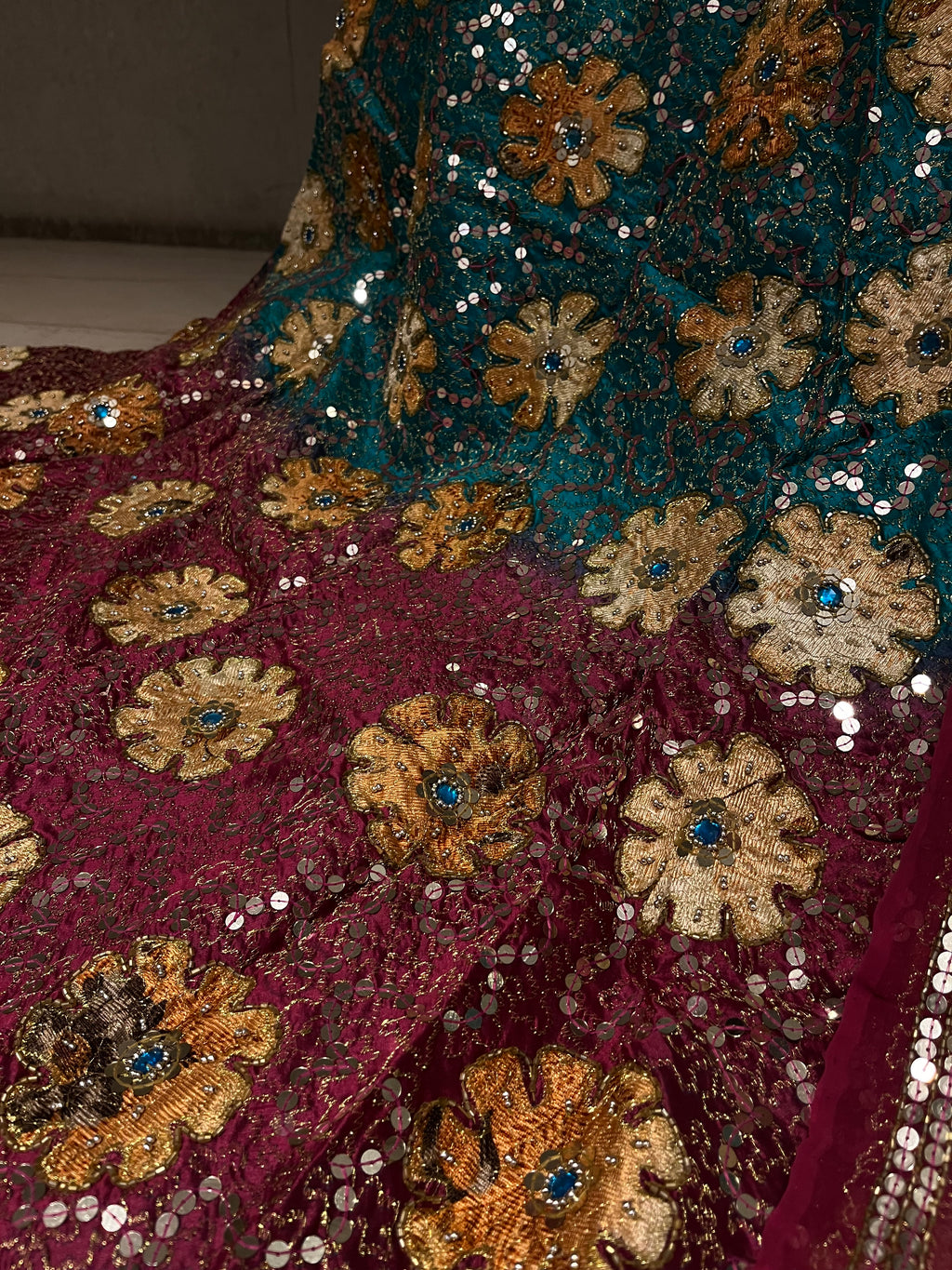 Floral Patch Work Lehenga Set