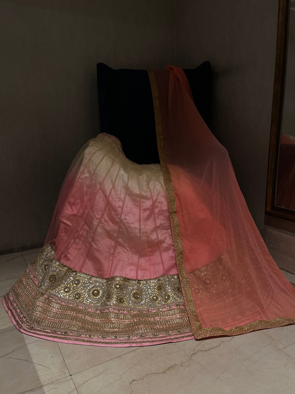 Pink Ombré Net Lehenga