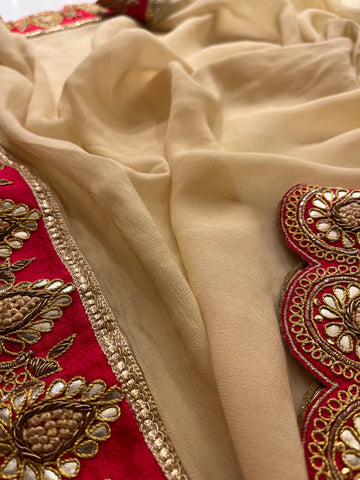 Classic Crème georgette saree