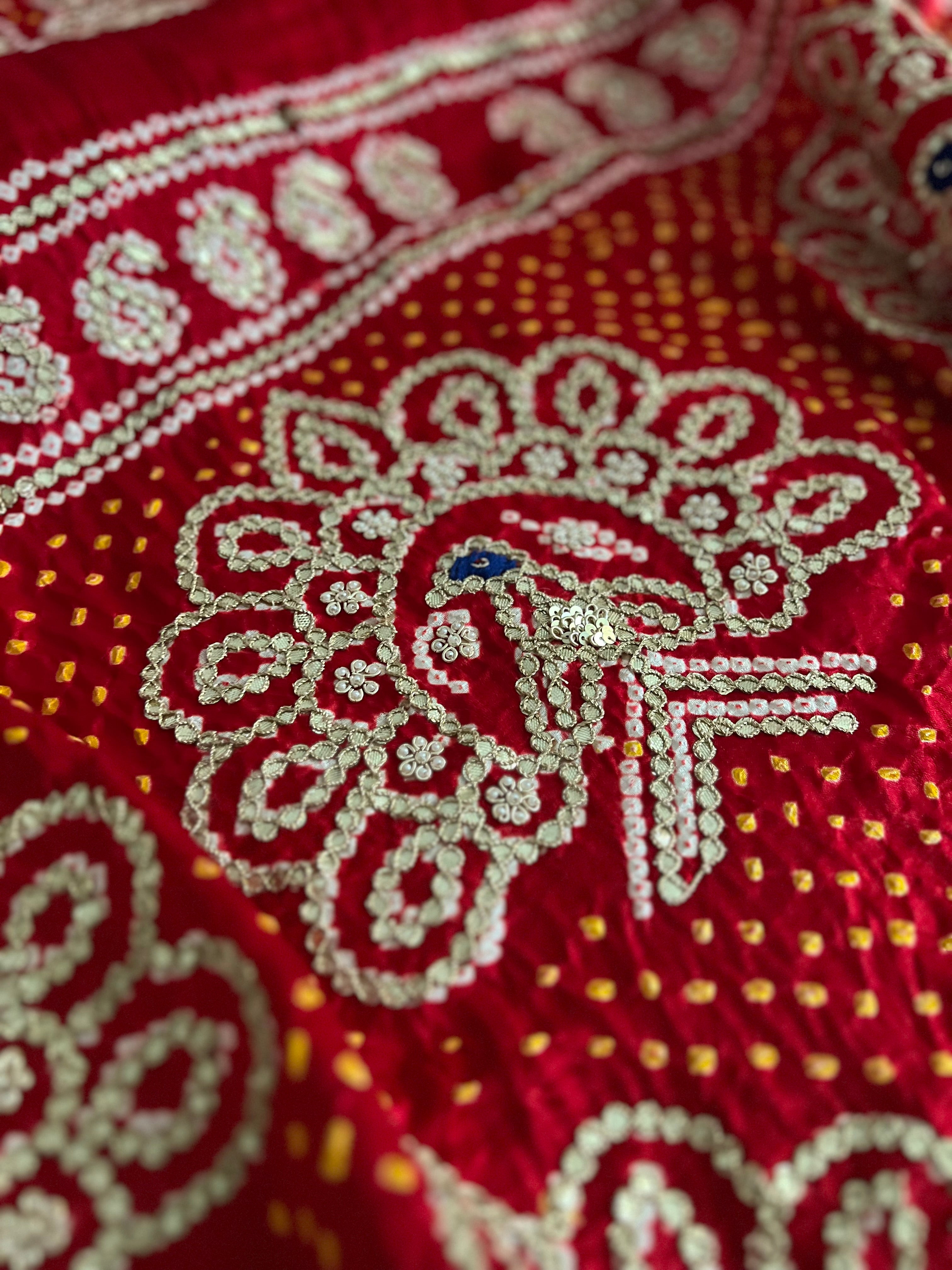 Paheli Bandhej Pure Gajji silk saree