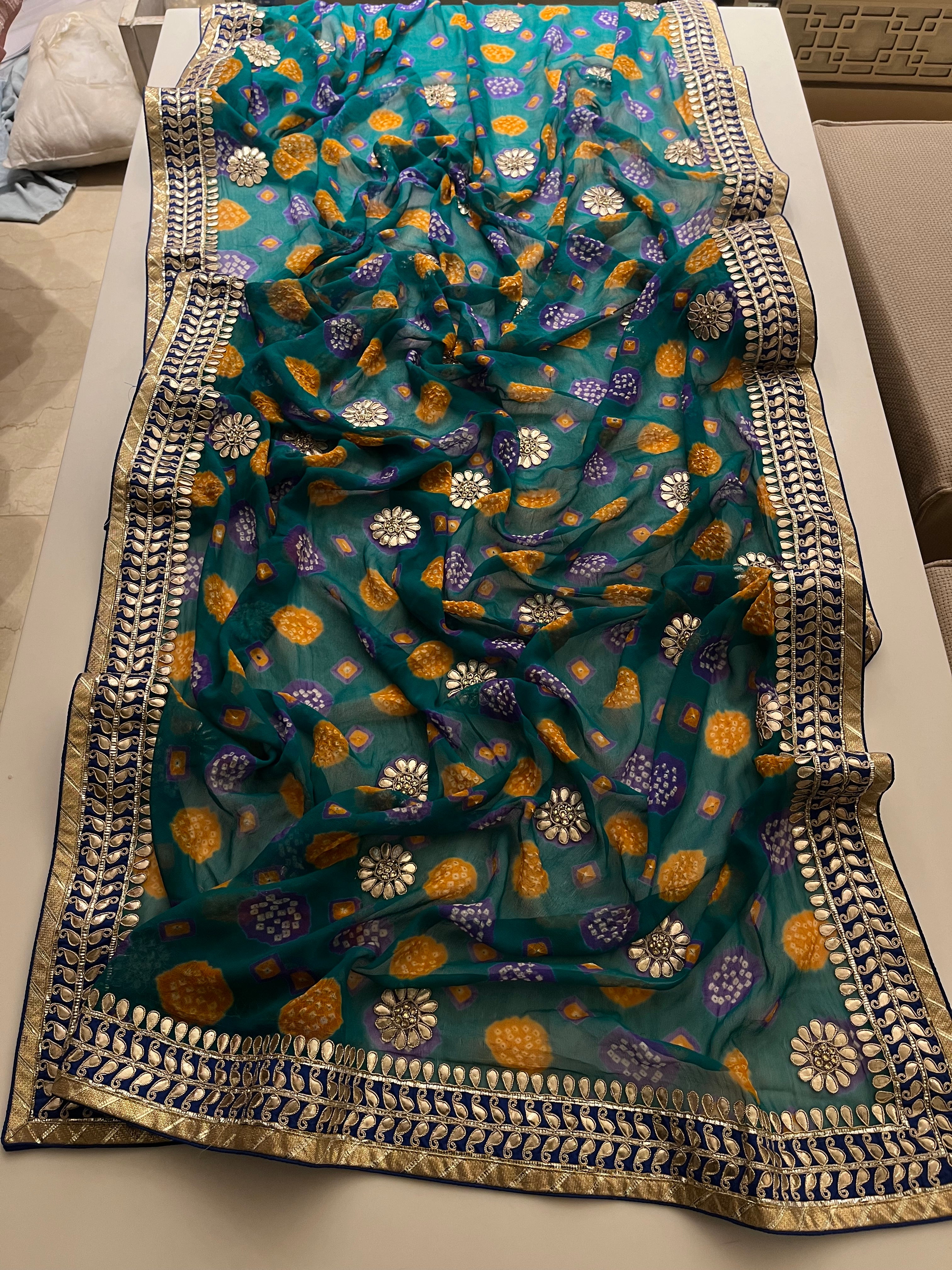 Teal Green Georgette Saree