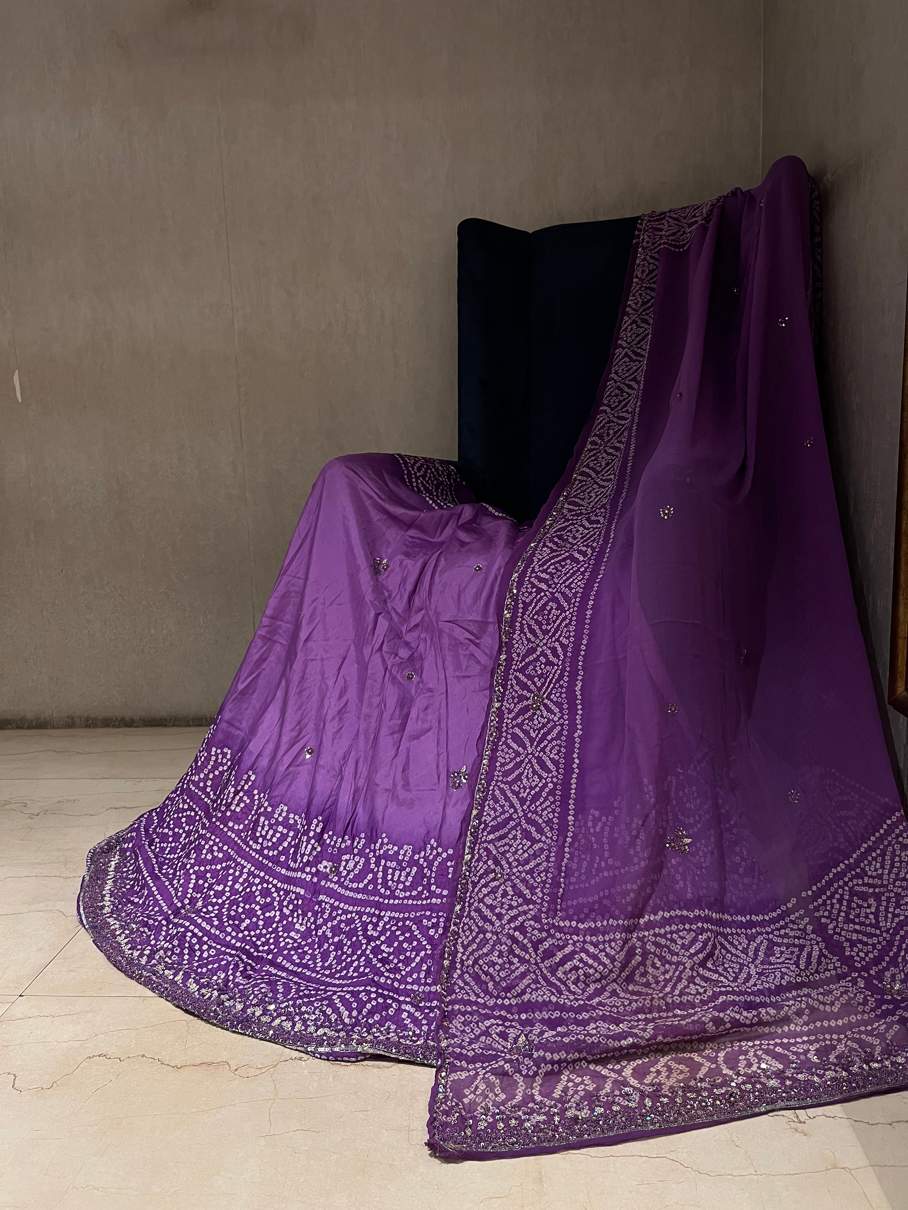 Beautiful Purple Bandej Lehenga Set