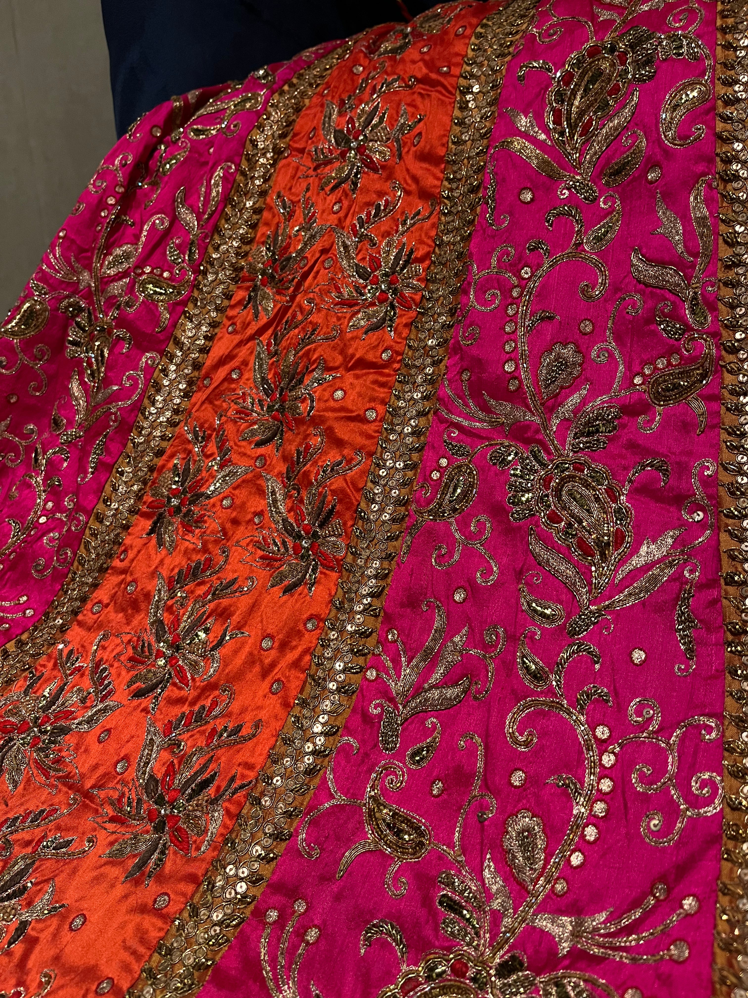 multicoloured kali lehenga set