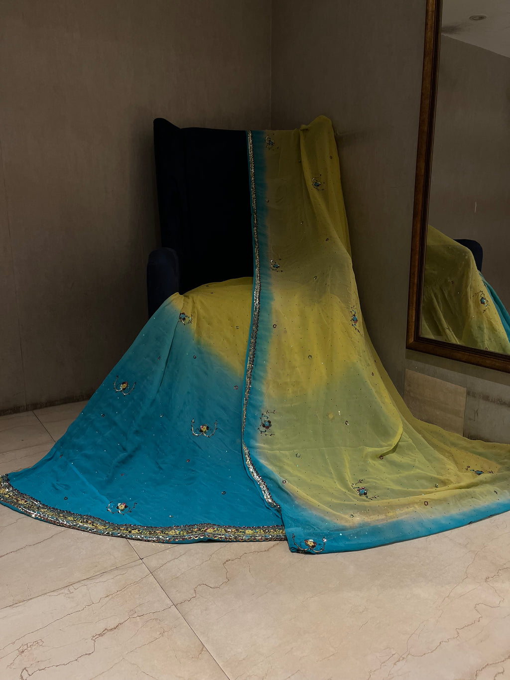 Lemon & Firozi Lehenga Set