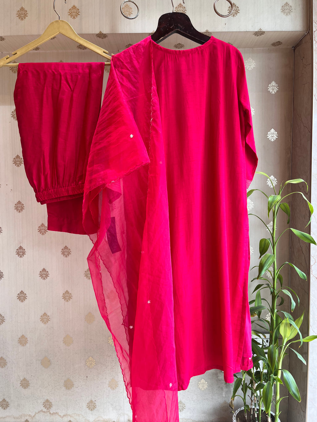 Raani Pink raw silk suit set