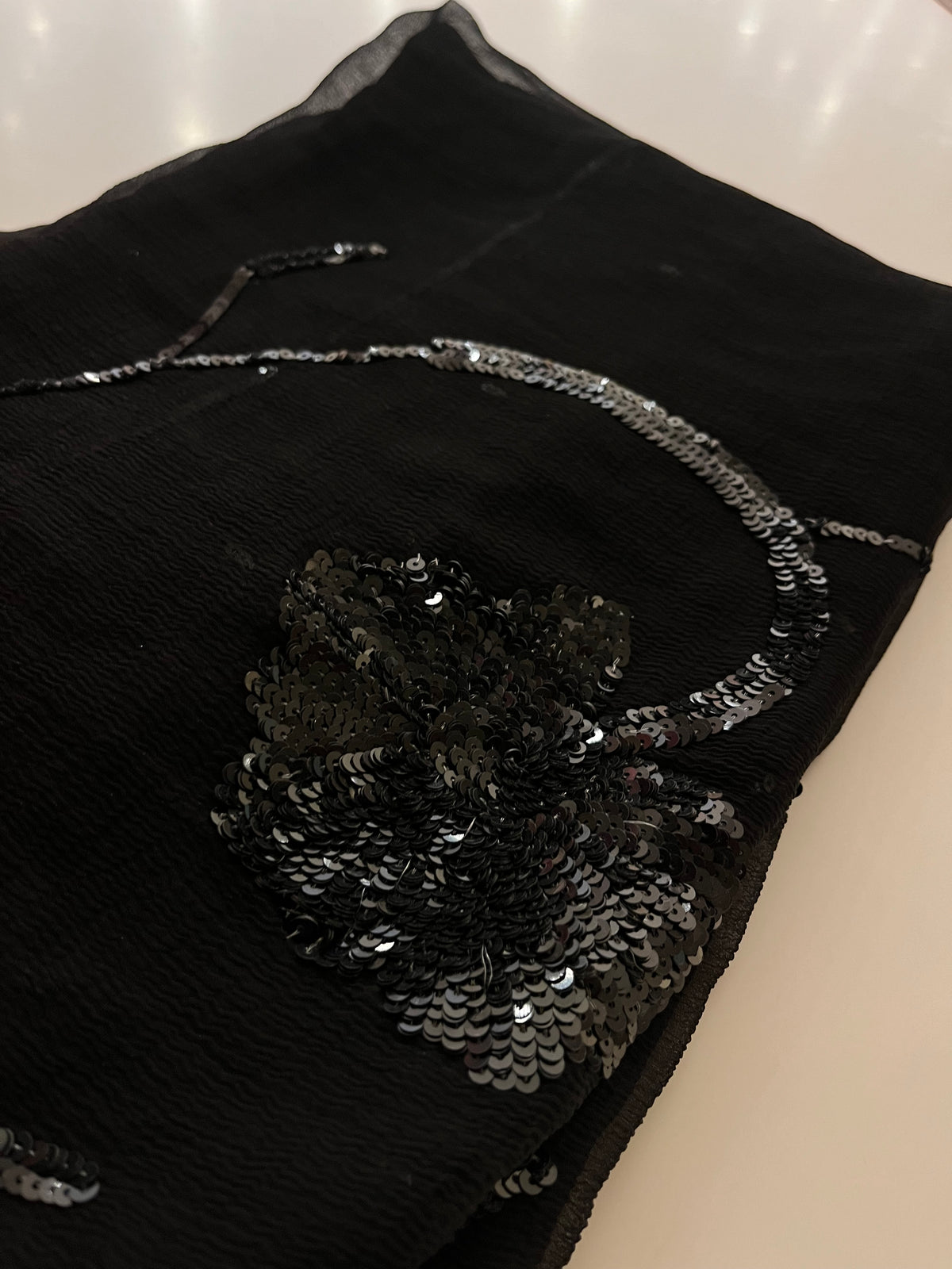 Black Chiffon Sequins saree