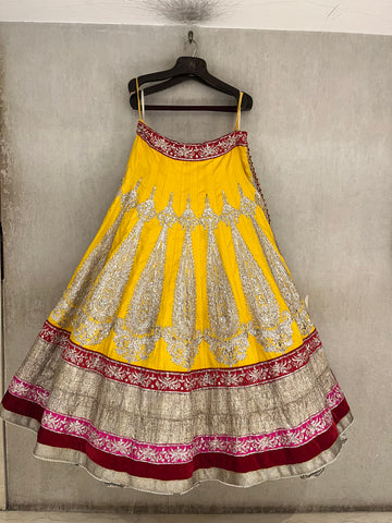 Mango Yellow Raw Silk Lehenga Set