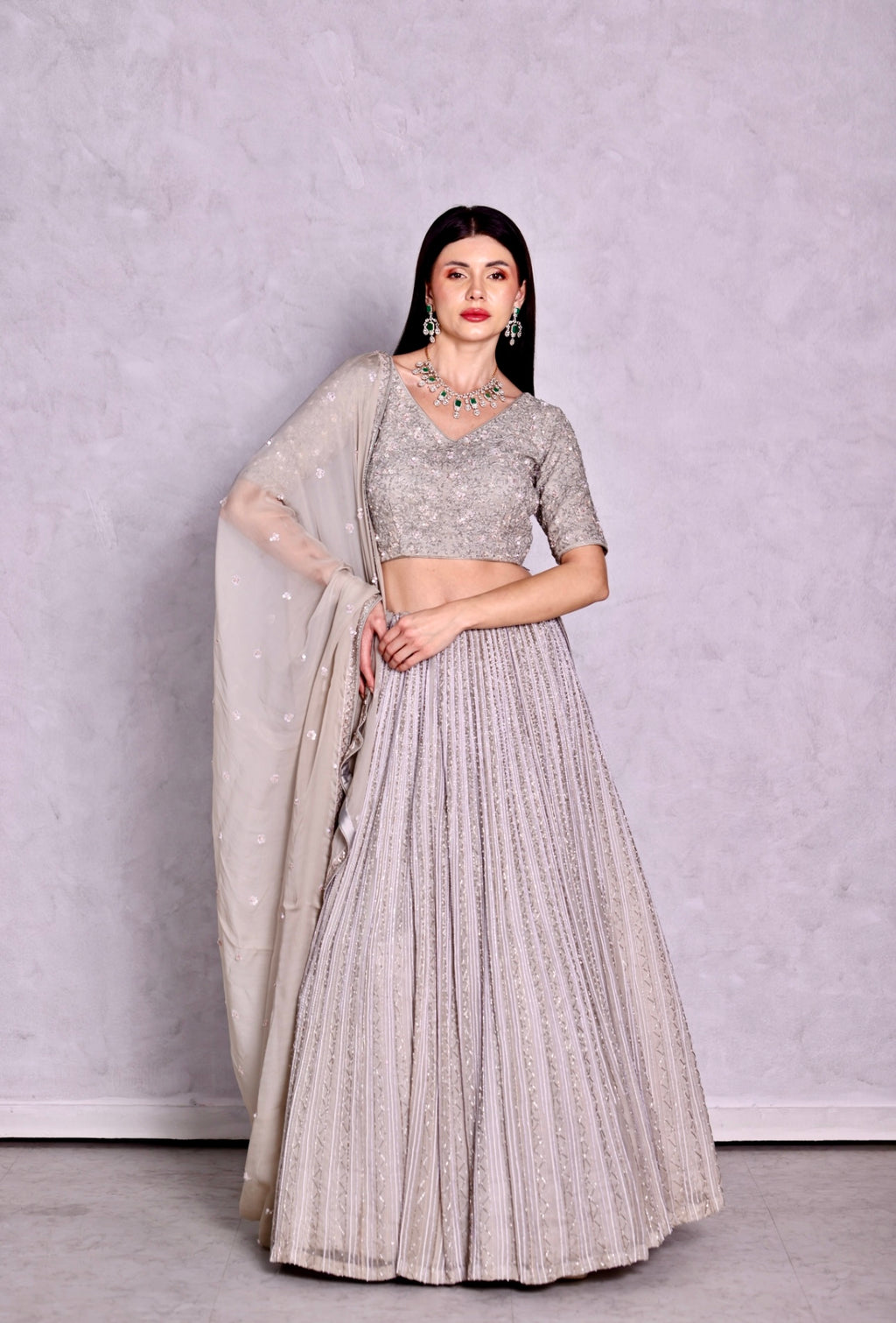 Grey lehenga set