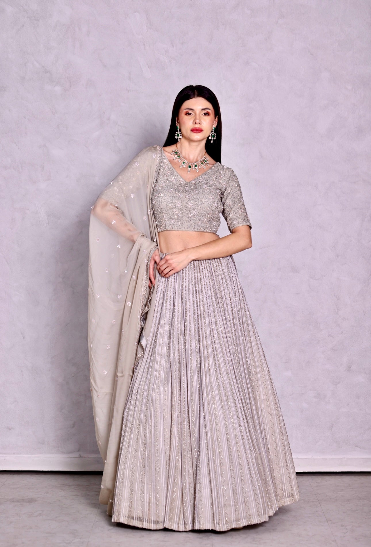 Grey lehenga set