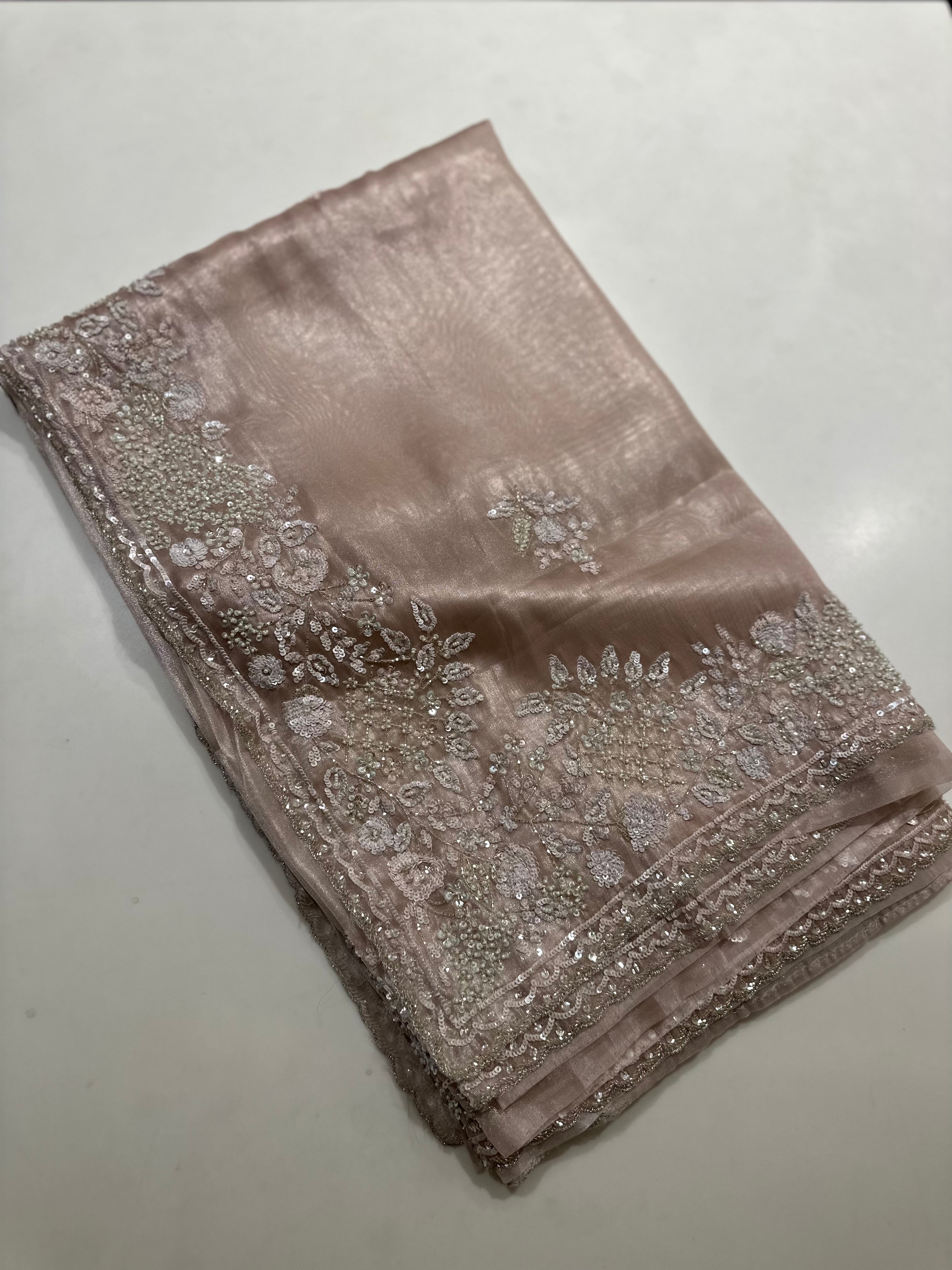Rose Gold Tissue saree
