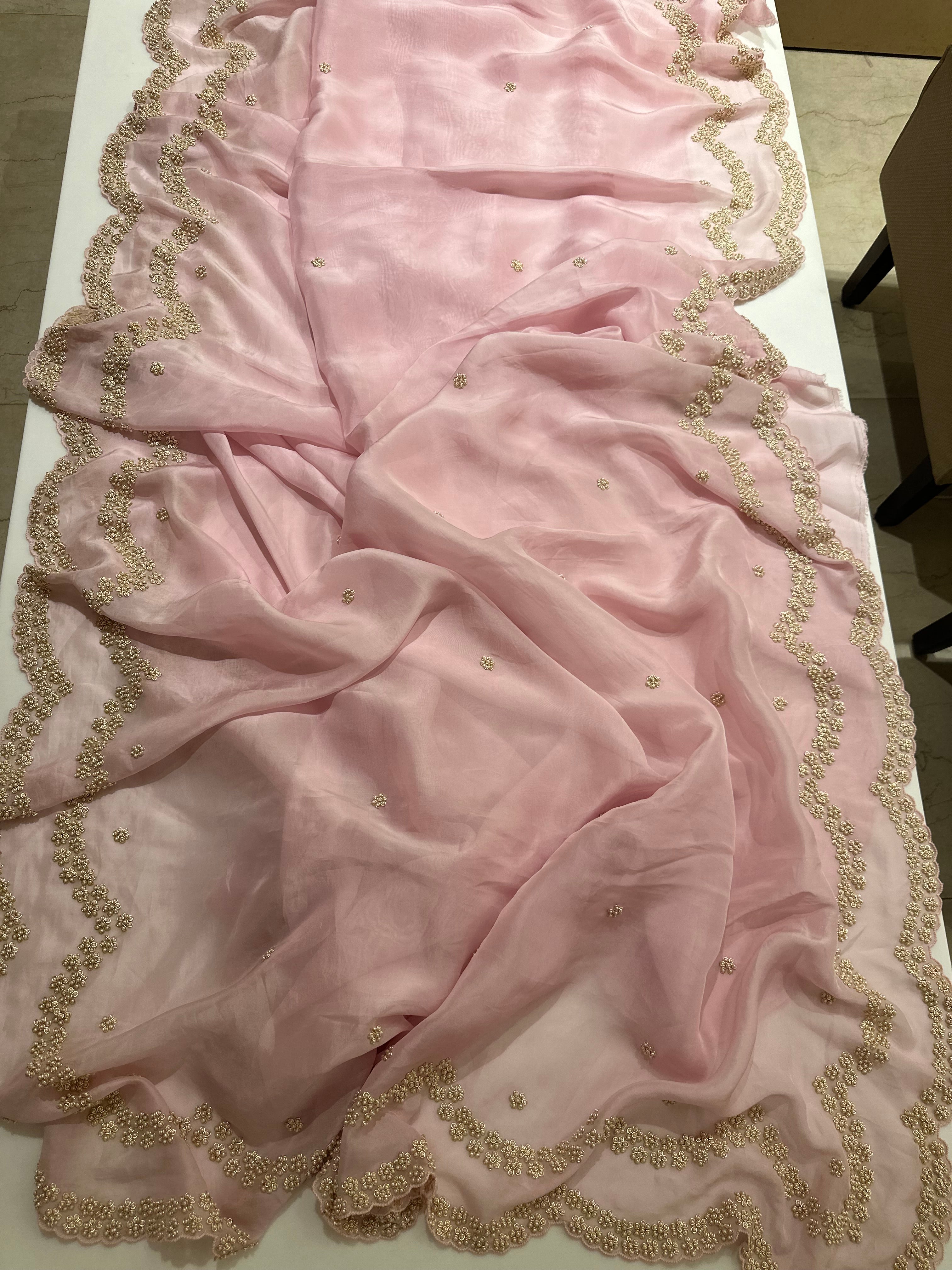 Lotus Pearl Pink Saree